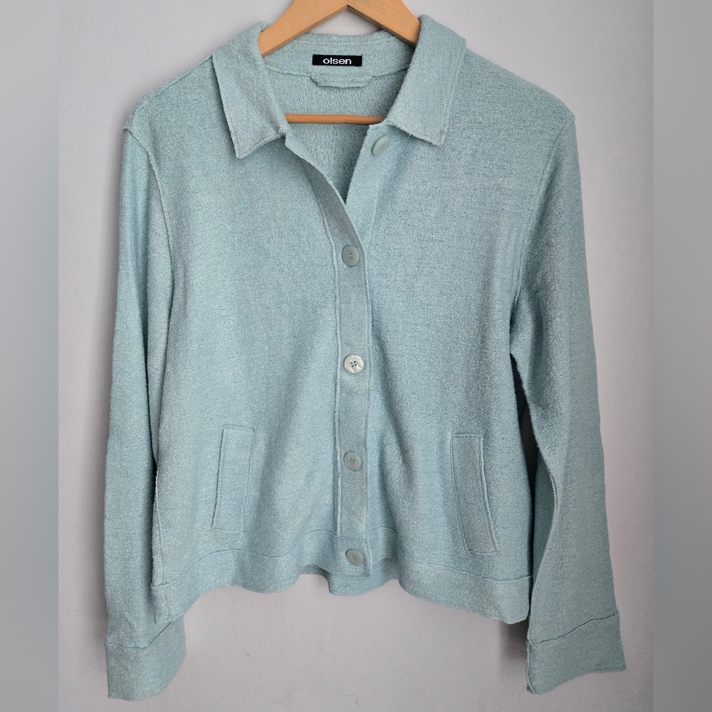 Like New OLSEN Light Robin Egg Blue Wool Blend Cardigan